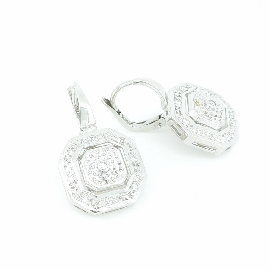 Pendientes Montoro | Pendientes Oro Blanco 18K Con Diamantes 0,17 Kts.