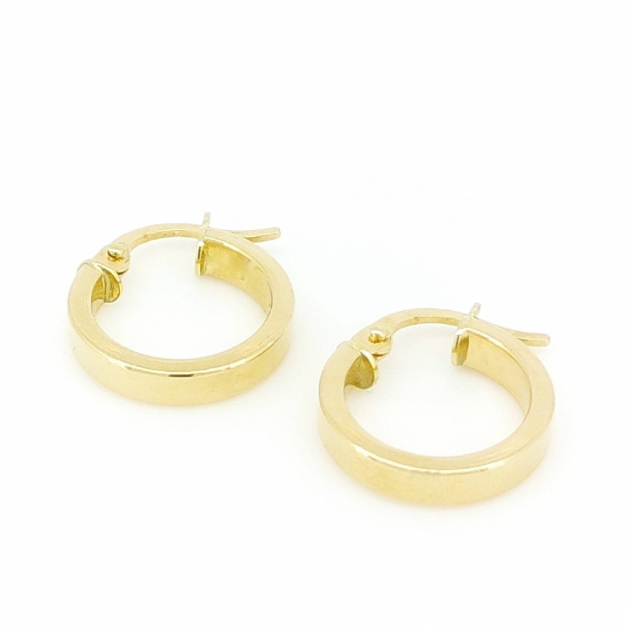 Pendientes Montoro | Argollas Oro 18K. Plana 10Mm. Cierre V .