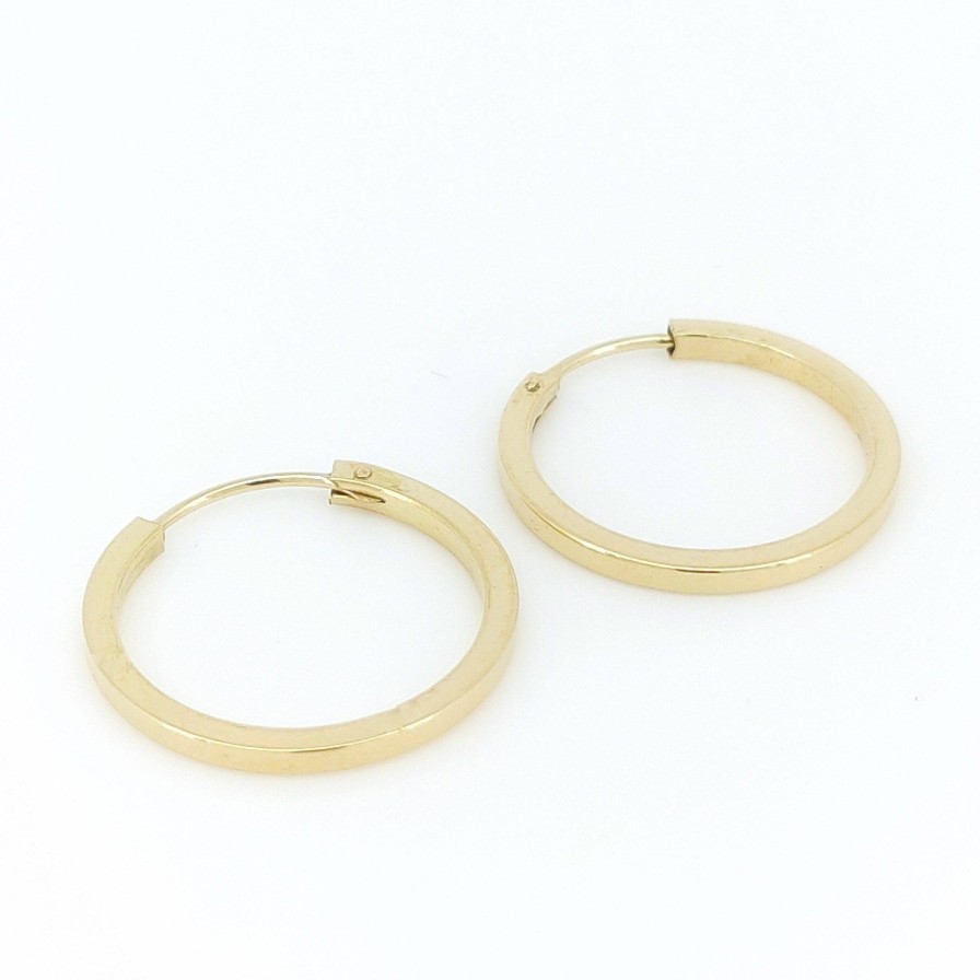 Pendientes Montoro | Argollas Oro 18K. Cuadradas Lisas 18Mm.