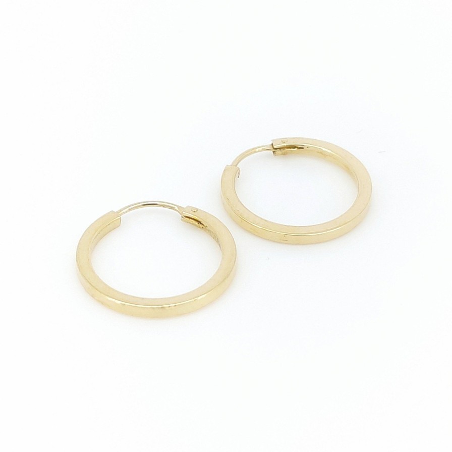 Pendientes Montoro | Argollas Oro 18K. Cuadradas Lisas 16Mm.