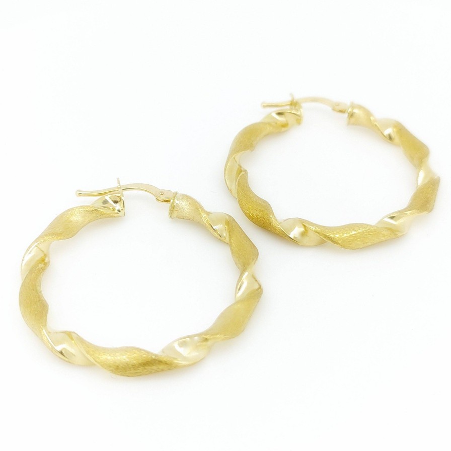 Pendientes Montoro | Argollas Oro 18K Rizada 25Mm