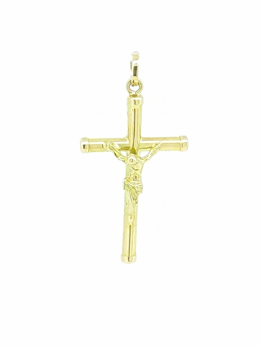 Cruces Montoro | Cruz Oro De 18K Tubo De 24Mm Con Cristo